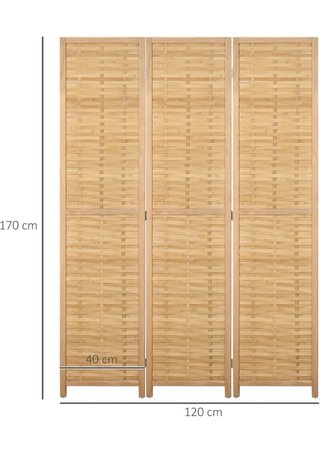 Biombo 3 paneles madera bambú