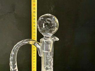 Jarra cristal tallado con asa y tapon