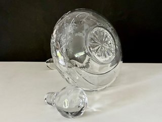 Jarra cristal tallado con asa y tapon