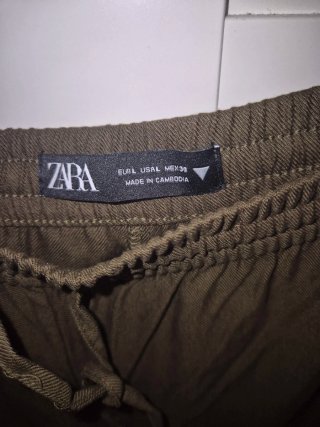 Pantalón Zara Verde Marrón Talla L