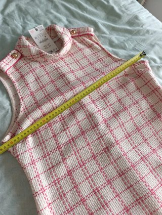 Vestido Zara cuadros rosa y blanco Talla XL