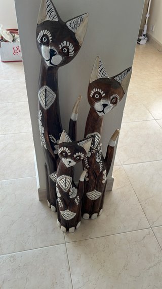 Set 3 Gatos Decorativos Madera