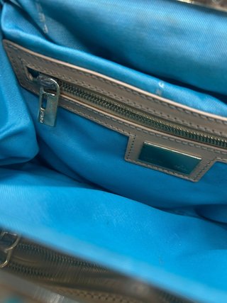 Bolso Fendi Vintage Tela Marrón y Turquesa
