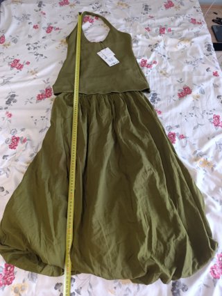 Vestido Zara Halter Globo Verde Talla S
