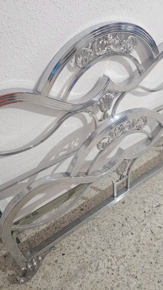 Cabecero cama vintage metal plateado