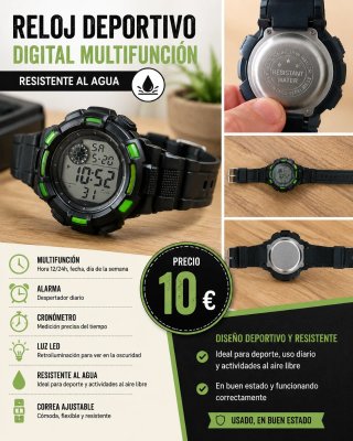 Reloj Deportivo Digital Multifunción Resistente Ag