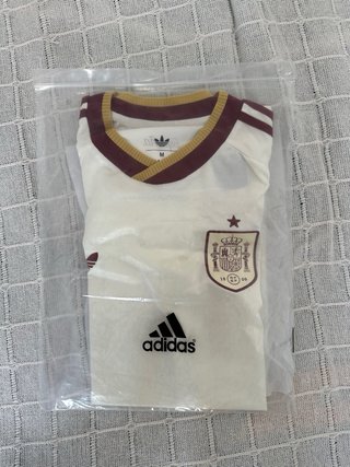 Camiseta Adidas España Talla M Blanca Dorada