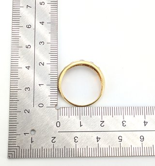 Anillo de oro de 18k con circonitas, 2.62 g, T-22.