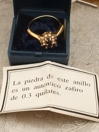 Anillo Oro Zafiro Auténtico 0.3 ct