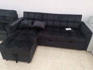 Sofá Cama Chaise Longue Negro Terciopelo