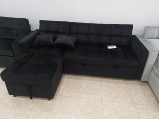 Sofá Cama Chaise Longue Negro Terciopelo