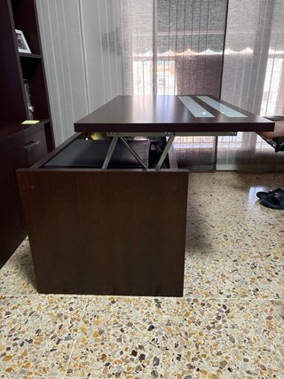 Mesa de centro extensible madera y cristal