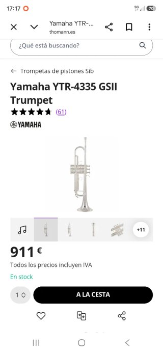 Trompeta Yamaha y accesorios