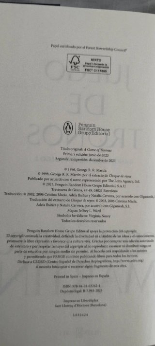 Juego de tronos (Canción de hielo y fuego 1)