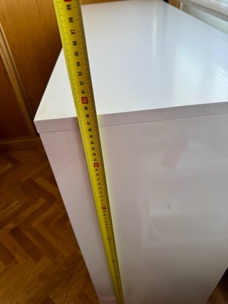 Scrivania bianca a 2 livelli con ruote e cassetti