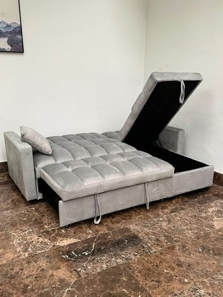 Oferta sofá cama con chaise longue y arcón