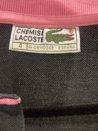 Polo Lacoste rayas rosa y negro