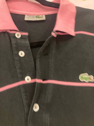 Polo Lacoste rayas rosa y negro