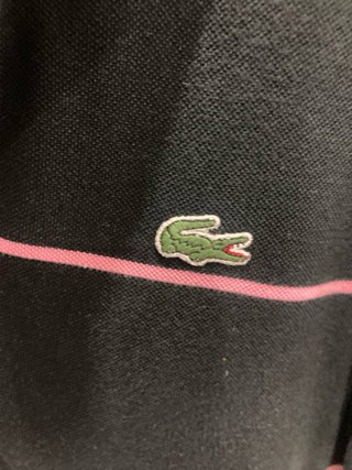 Polo Lacoste rayas rosa y negro