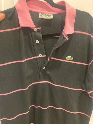 Polo Lacoste rayas rosa y negro