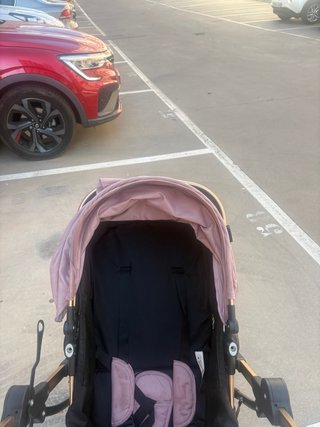 Carrito de bebé rosa y marrón