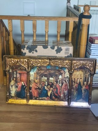 Cuadro religioso lámina madera dorado