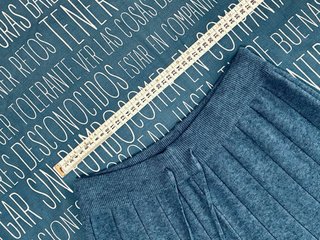 Pantalones Anchos Punto Acanalado Azul Talla Única