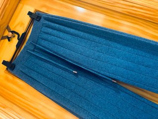 Pantalones Anchos Punto Acanalado Azul Talla Única