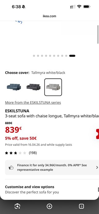 Sofá IKEA ESKILSTUNA 3 plazas chaise longue