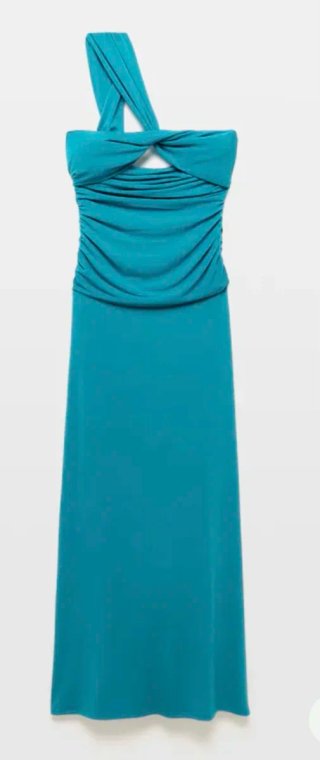 Vestido Tintoretto T.38 verde largo drapeado