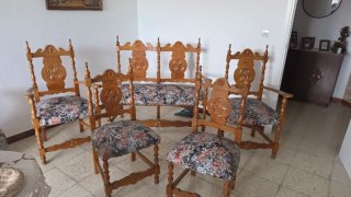 Conjunto comedor madera tallada antiguo