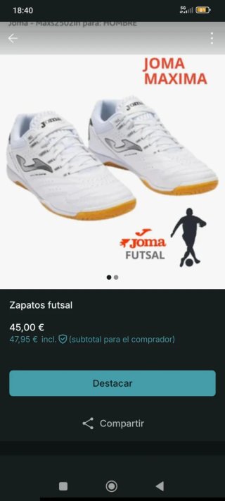 Zapatos futsal Joma Maxima blancos