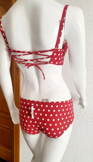 Bikini pin up Rojo Lunares Blancos, talla M
