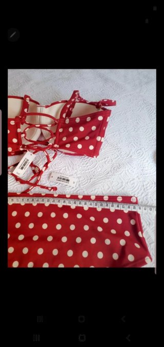 Bikini pin up Rojo Lunares Blancos, talla M