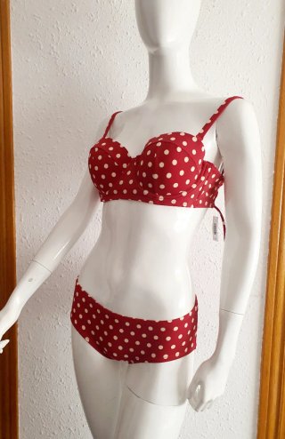 Bikini pin up Rojo Lunares Blancos, talla M