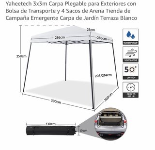 Estructura Carpa Plegable Yaheetech 3x3m Blanca