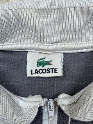 Polo Lacoste Cuadros Gris y Blanco Talla M
