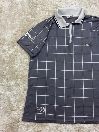 Polo Lacoste Cuadros Gris y Blanco Talla M
