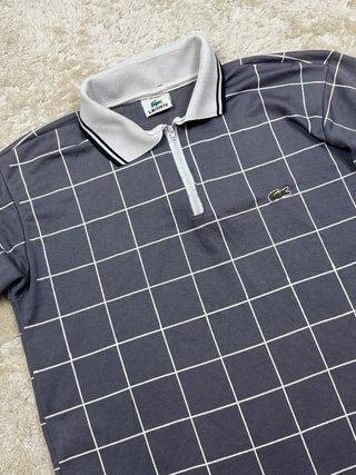 Polo Lacoste Cuadros Gris y Blanco Talla M