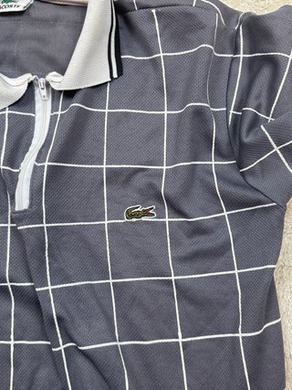 Polo Lacoste Cuadros Gris y Blanco Talla M