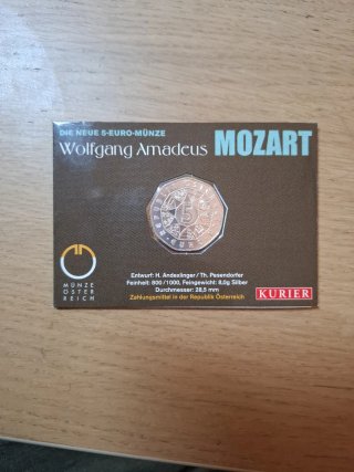 Moneda 5 Euro Plata Austria 2006 Mozart