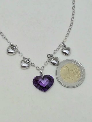 Collar Plata 925 Corazón Morado