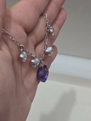 Collar Plata 925 Corazón Morado