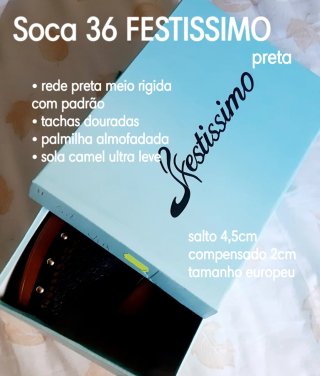 Socas FESTISSIMO pretas salto baixo tam 36
