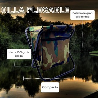 Silla Plegable Camuflaje con Bolsillo