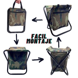 Silla Plegable Camuflaje con Bolsillo