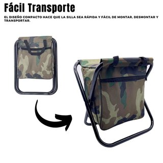 Silla Plegable Camuflaje con Bolsillo
