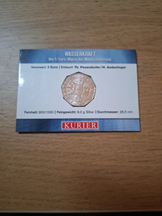 Moneda 5 Euro Austria 2003 Plata Energía Hidraúlic