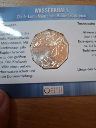 Moneda 5 Euro Austria 2003 Plata Energía Hidraúlic