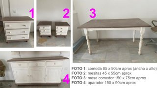 Lote 5 Muebles: Cómoda, Mesitas, Mesa y Aparador